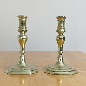 Virginia Metalcrafters CW16-35 Brass Candlesticks Colonial Williamsburg 7” Pair